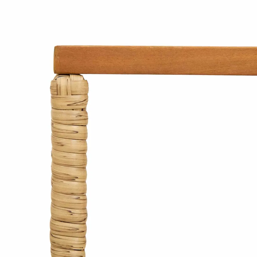 Table de jardin Naturel 80 x 40 x 40 cm Acier et Rattan Poly - 8