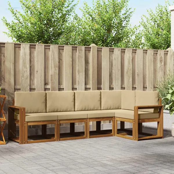 Ensemble de canapés d'extérieur 5 pcs Naturel et Beige