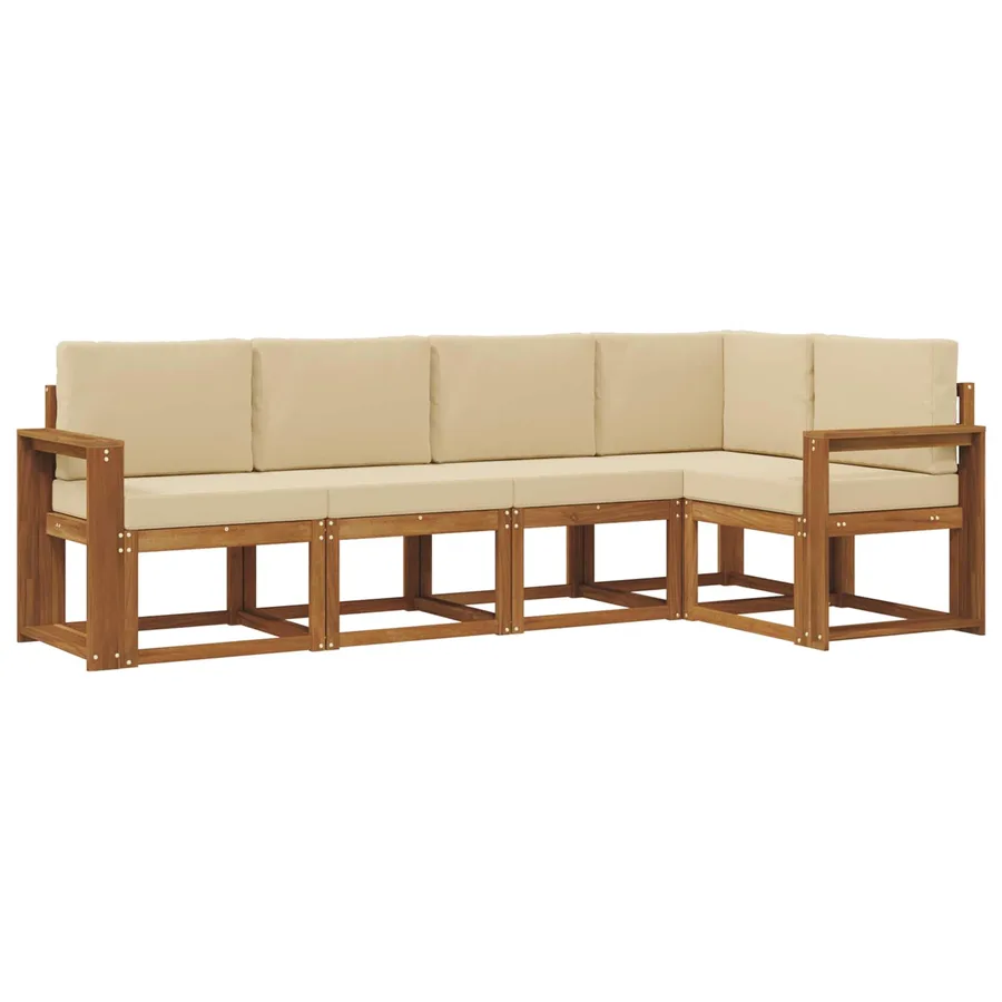 Ensemble de canapés d'extérieur 5 pcs Naturel et Beige - 2
