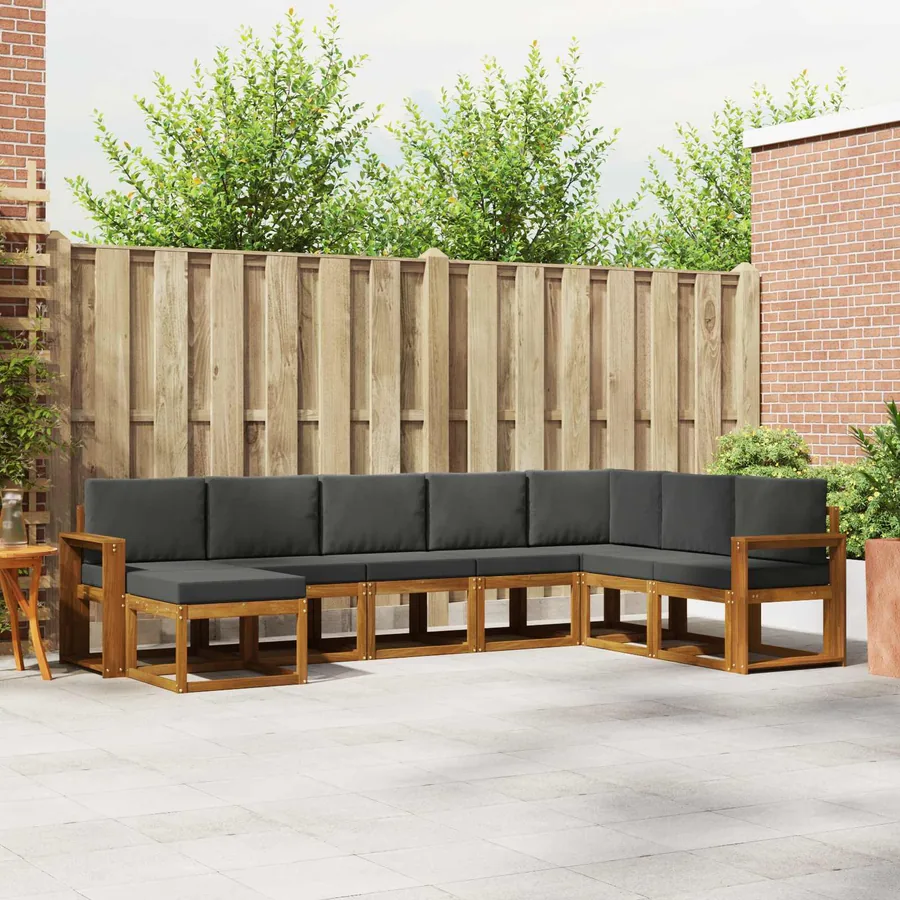 Ensemble de canapés d'extérieur 8 pcs Naturel et Anthracite