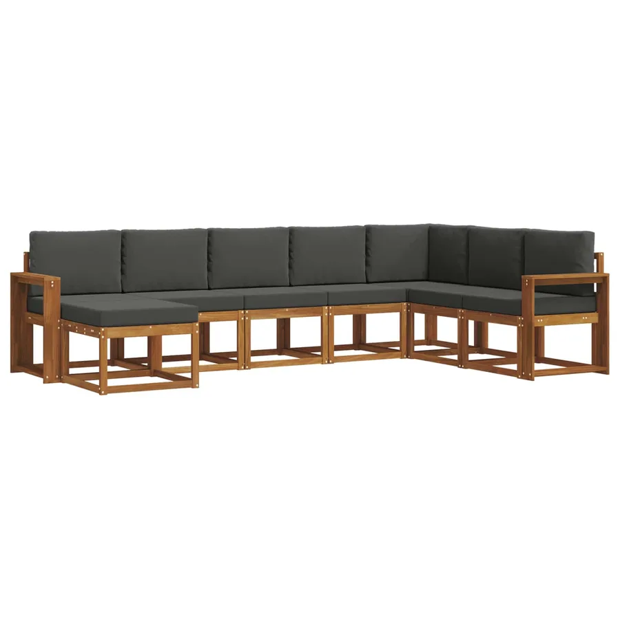 Ensemble de canapés d'extérieur 8 pcs Naturel et Anthracite - 2
