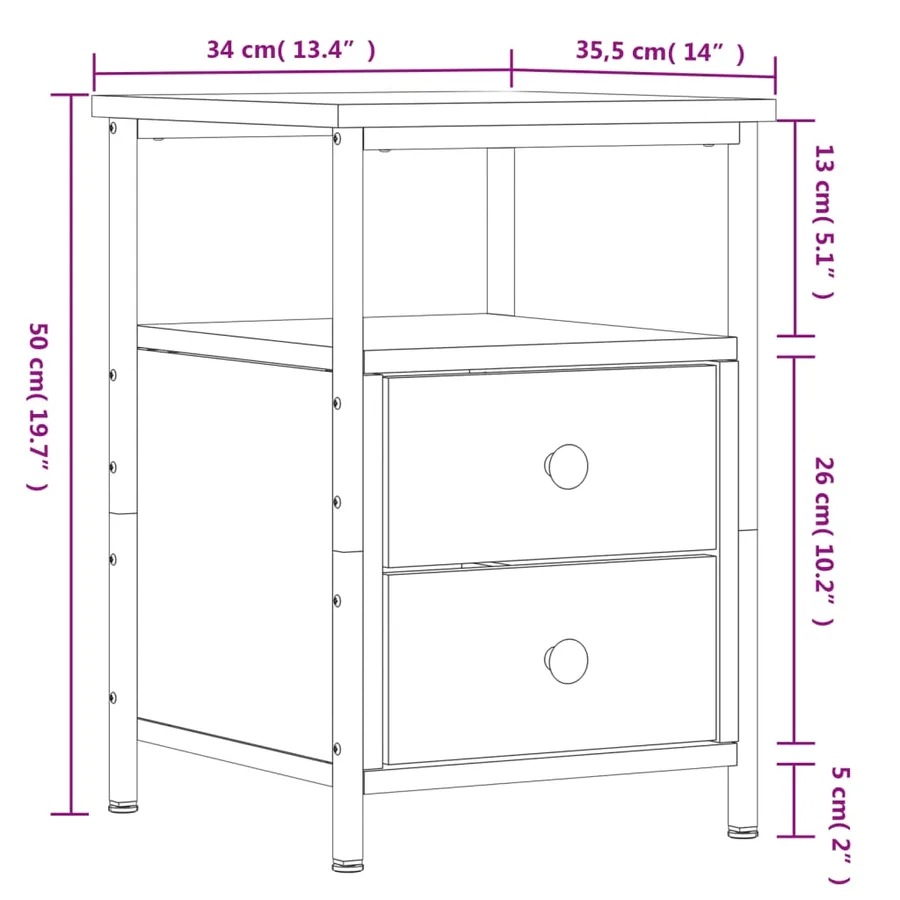 Tables de chevet 2 pcs sonoma gris 34x35,5x50cm bois ingénierie - 12