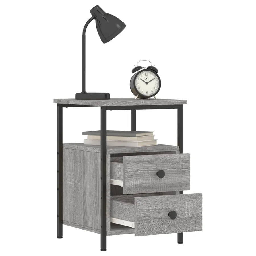 Tables de chevet 2 pcs sonoma gris 34x35,5x50cm bois ingénierie - 4