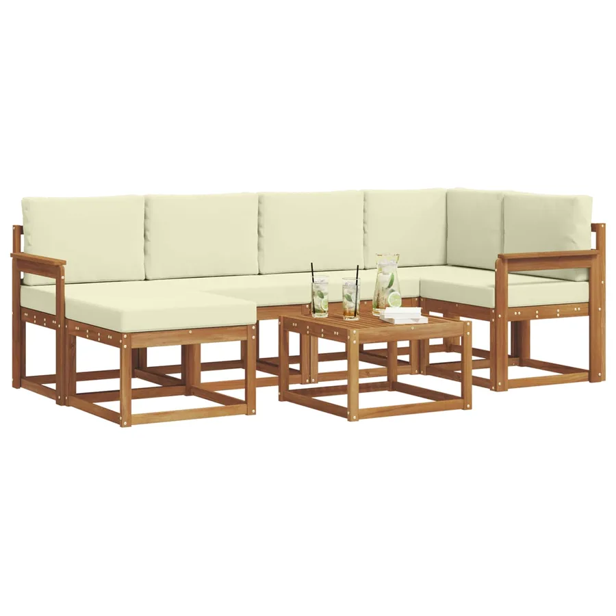 Ensemble de canapés d'extérieur 7 pcs Naturel et Crème - 3