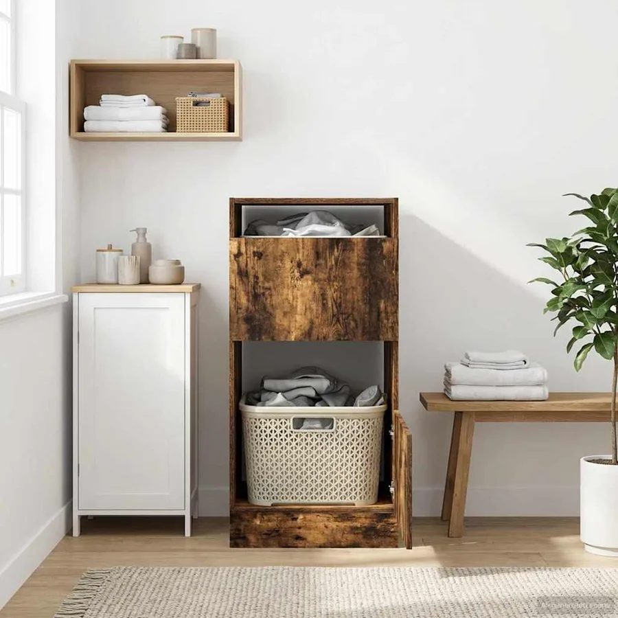Armoire à Laver avec stockage Chêne fumé Bois d'ingénierie - 4