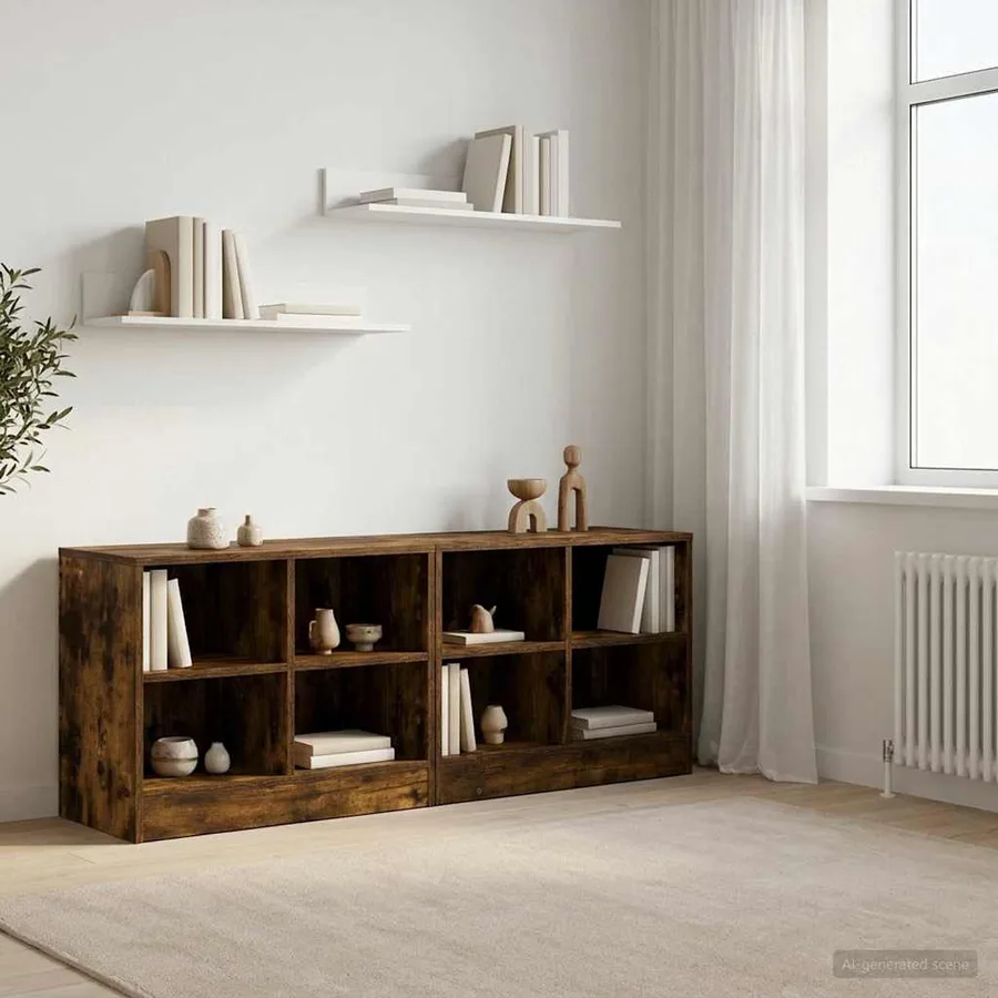 Armoire de lit avec étagère 2 pcs Chêne fumé 66 x 33 x 48 cm - 3
