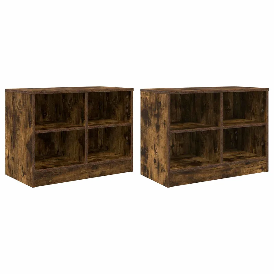 Armoire de lit avec étagère 2 pcs Chêne fumé 66 x 33 x 48 cm - 4