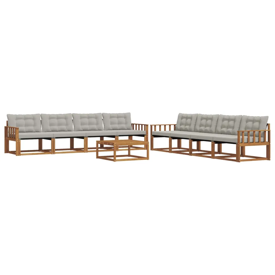 Ensemble de canapés d'extérieur 9 pcs Gris Naturel et Clair - 2