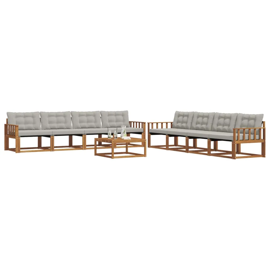 Ensemble de canapés d'extérieur 9 pcs Gris Naturel et Clair - 3