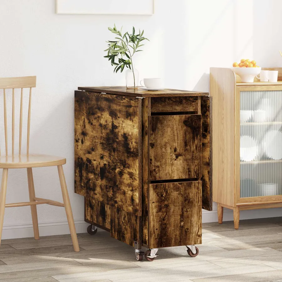 Table à dîner 140 x 80 x 77 cm Bois d'ingénierie Chêne fumé - 4