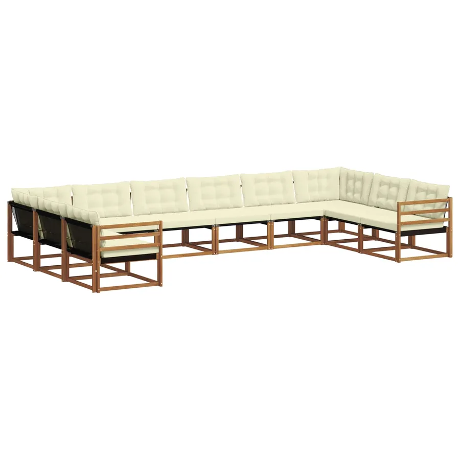 Ensemble de canapés d'extérieur 10 pcs Naturel et Crème - 2