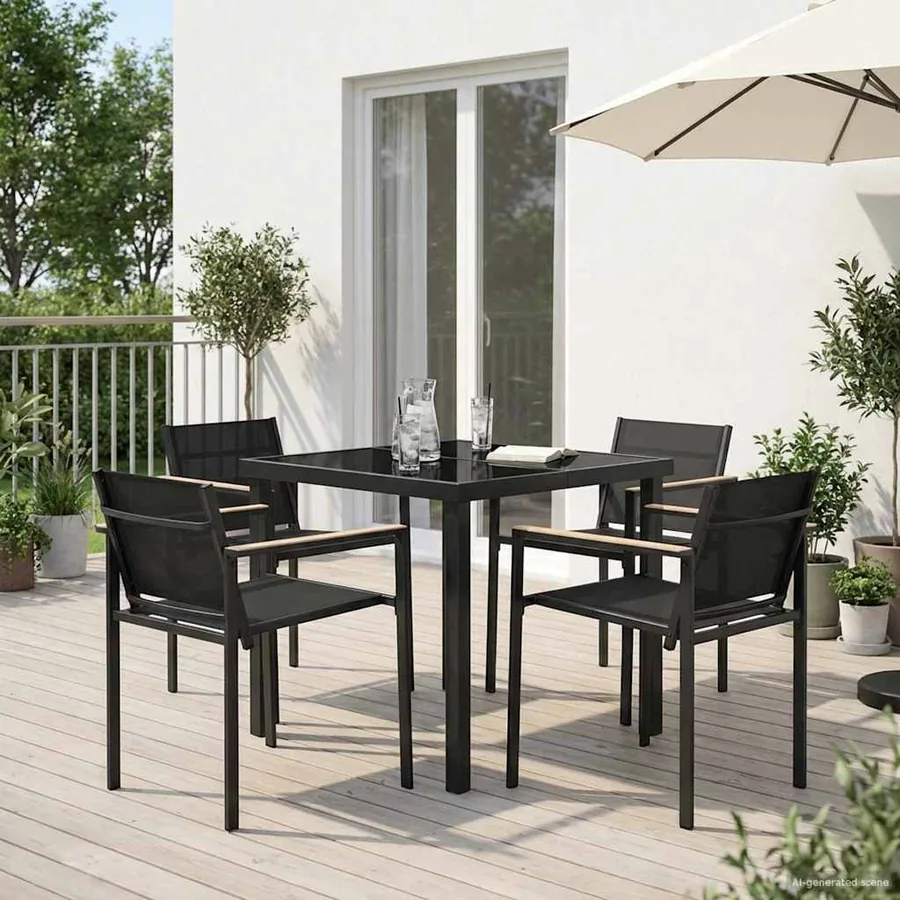 Ensemble de meubles d'extérieur 5 pcs Noir et anthracite