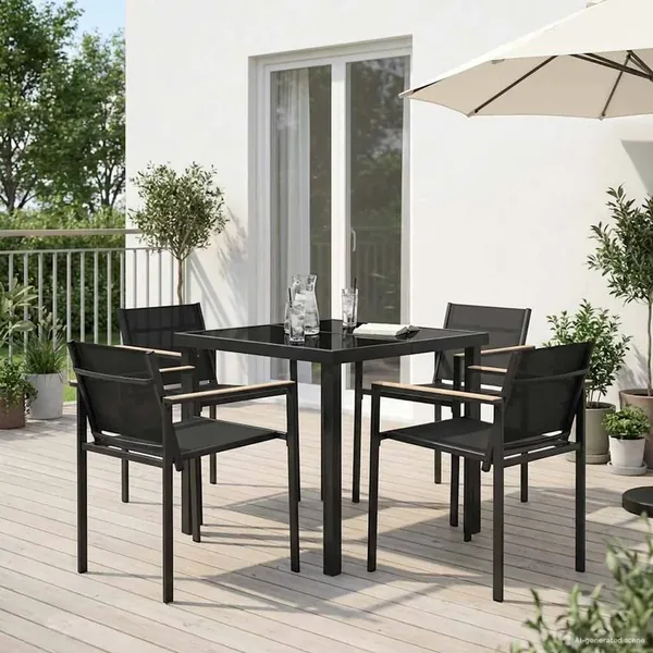Ensemble de meubles d'extérieur 5 pcs Noir et anthracite