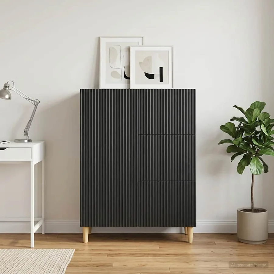 Buffet avec tiroir Noir 66 x 34,5 x 90 cm Bois d'ingénierie