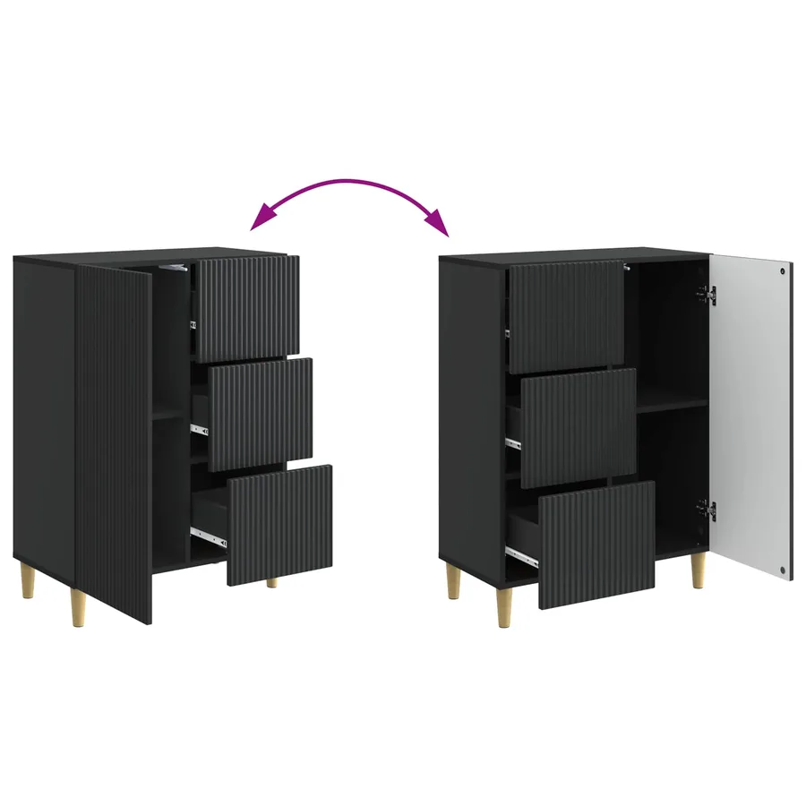 Buffet avec tiroir Noir 66 x 34,5 x 90 cm Bois d'ingénierie - 10