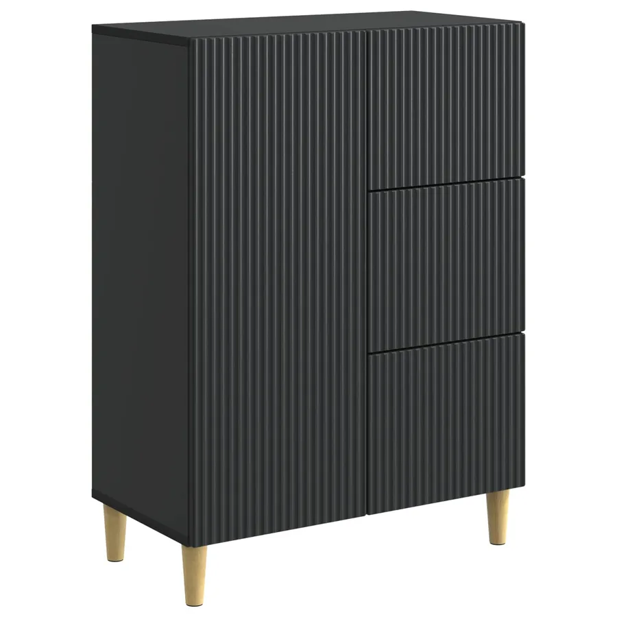 Buffet avec tiroir Noir 66 x 34,5 x 90 cm Bois d'ingénierie - 2