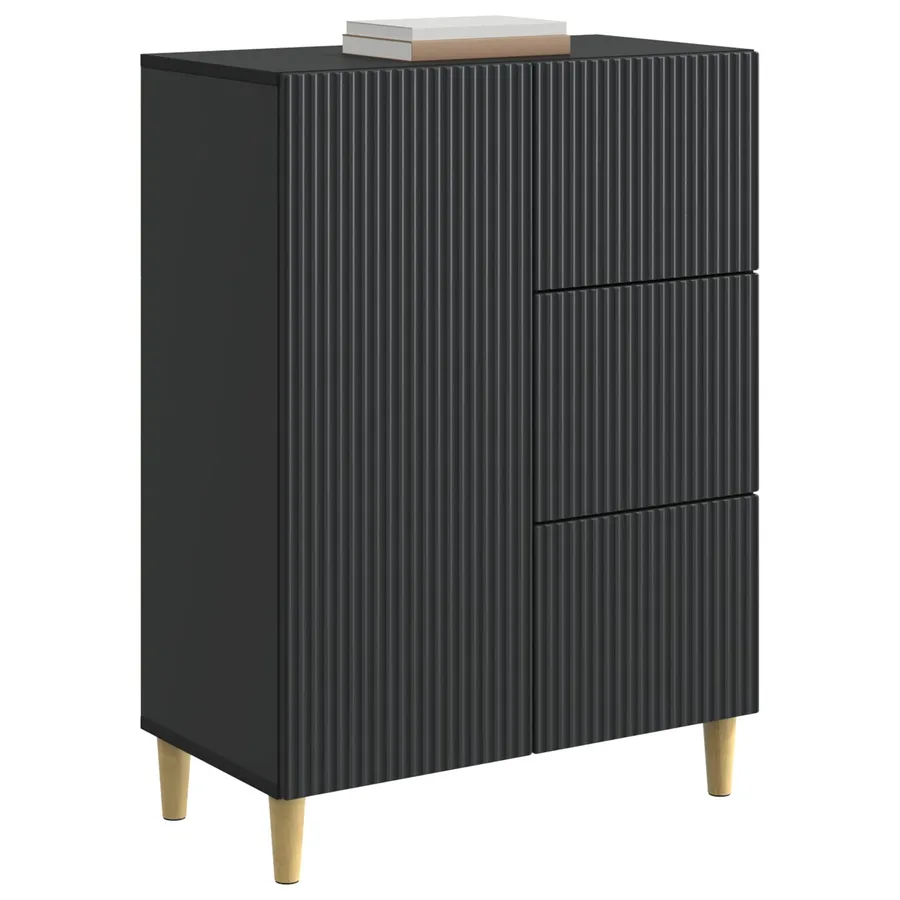 Buffet avec tiroir Noir 66 x 34,5 x 90 cm Bois d'ingénierie - 3