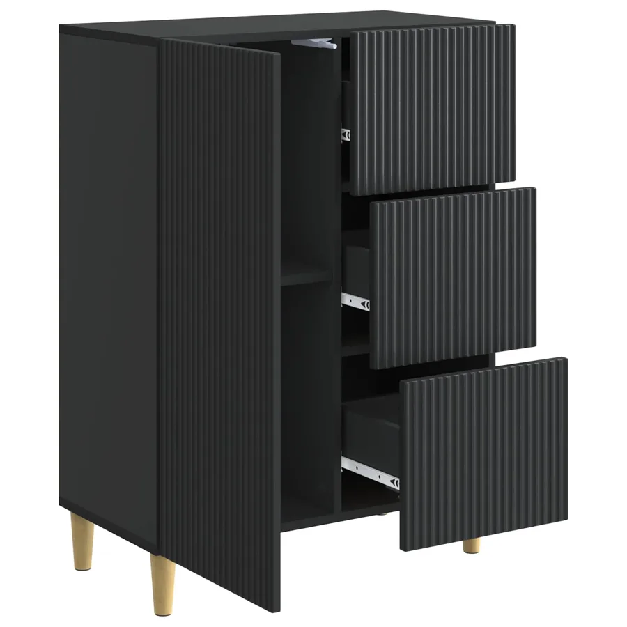 Buffet avec tiroir Noir 66 x 34,5 x 90 cm Bois d'ingénierie - 5