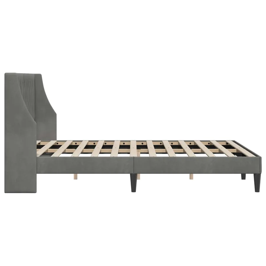 Cadre de lit avec tête de lit Gris foncé 140 x 190 cm Velours - 5