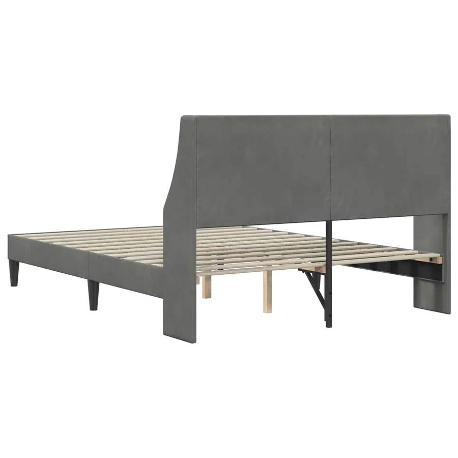 Cadre de lit avec tête de lit Gris foncé 140 x 190 cm Velours - 6