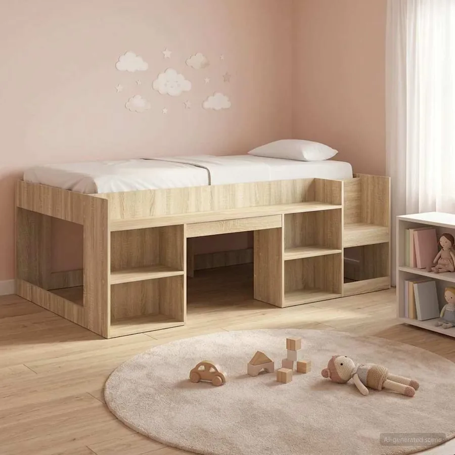 Cadre de lit pour enfants avec rangement Chêne Sonoma