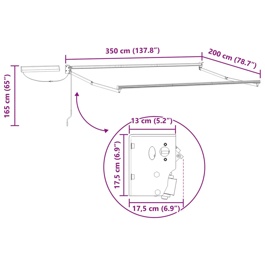 Cadre de store rétractable électrique Anthracite 3,5 x 2 m - 10