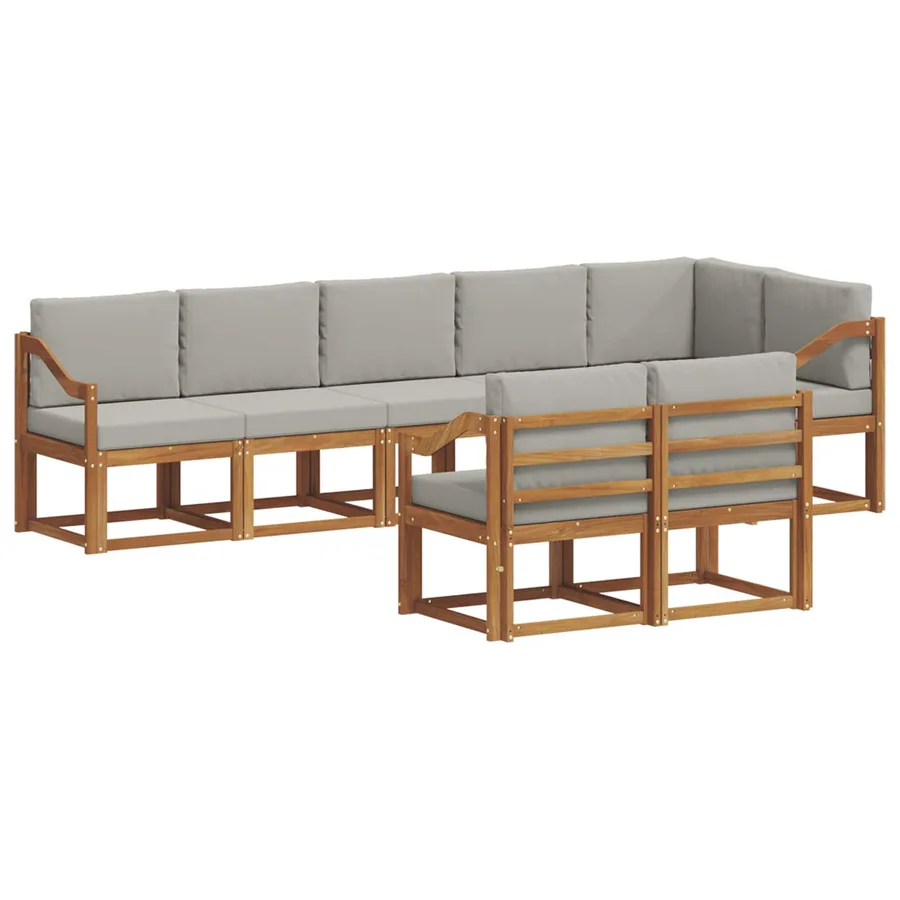 Ensemble de canapés d'extérieur 8 pcs Gris Naturel et Clair - 2