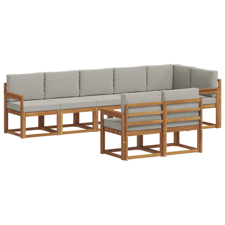 Ensemble de canapés d'extérieur 8 pcs Gris Naturel et Clair - 2