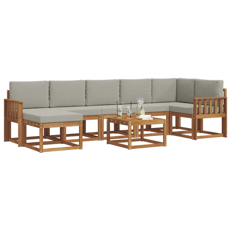 Ensemble de canapés d'extérieur 8 pcs Gris Naturel et Clair - 3