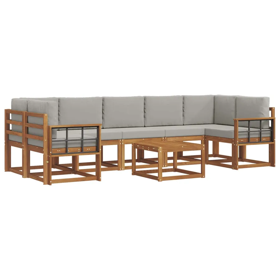 Ensemble de canapés d'extérieur 8 pcs Gris Naturel et Clair - 2