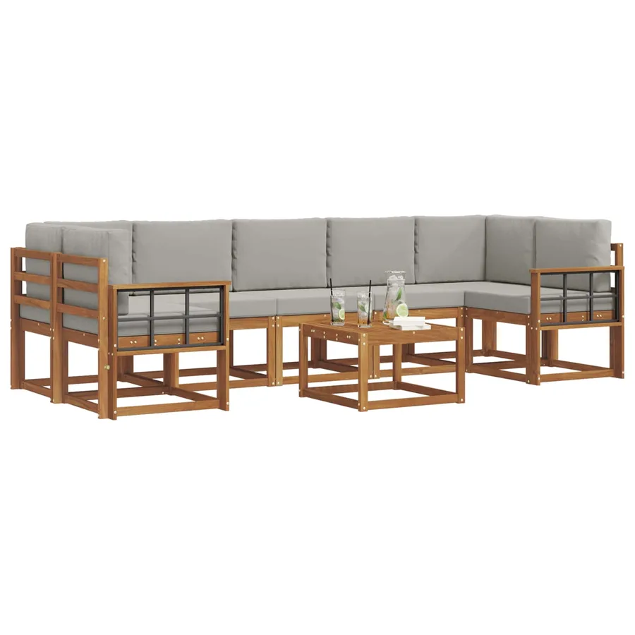 Ensemble de canapés d'extérieur 8 pcs Gris Naturel et Clair - 3