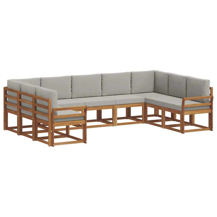 Ensemble de canapés d'extérieur 9 pcs Gris Naturel et Clair - 2