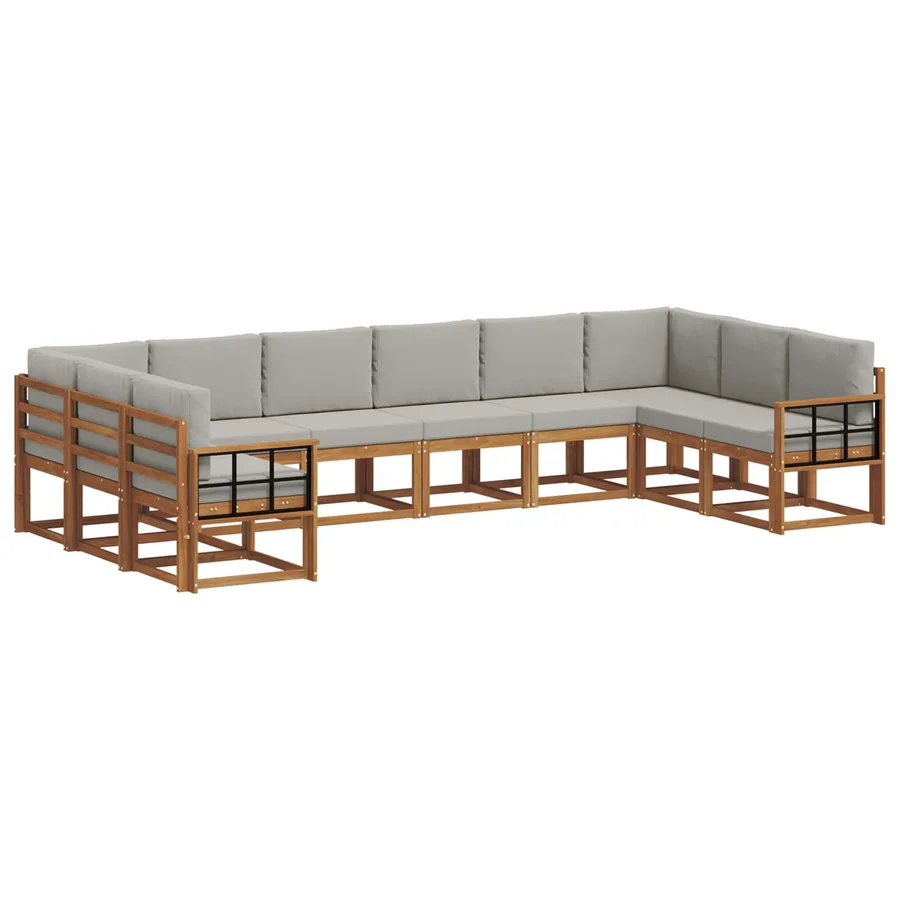 Ensemble de canapés d'extérieur 10 pcs Gris Naturel et Clair - 2