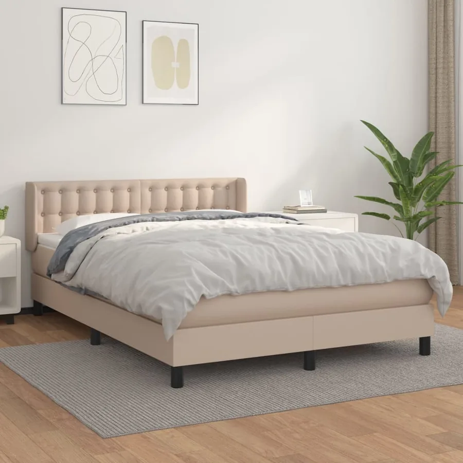 Sommier à lattes de lit avec matelas Cappuccino 140x200 cm