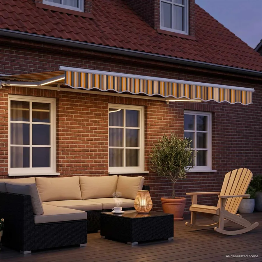 Auvent rétractable électrique Jaune, Gris et Blanc 3,5 x 2 m - 3