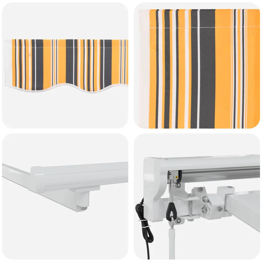 Auvent rétractable électrique Jaune, Gris et Blanc 3,5 x 2 m - 9
