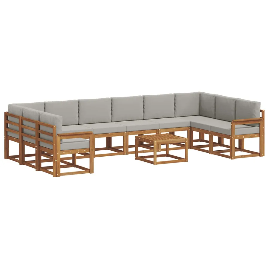 Ensemble de canapés d'extérieur 11 pcs Gris Naturel et Clair - 2