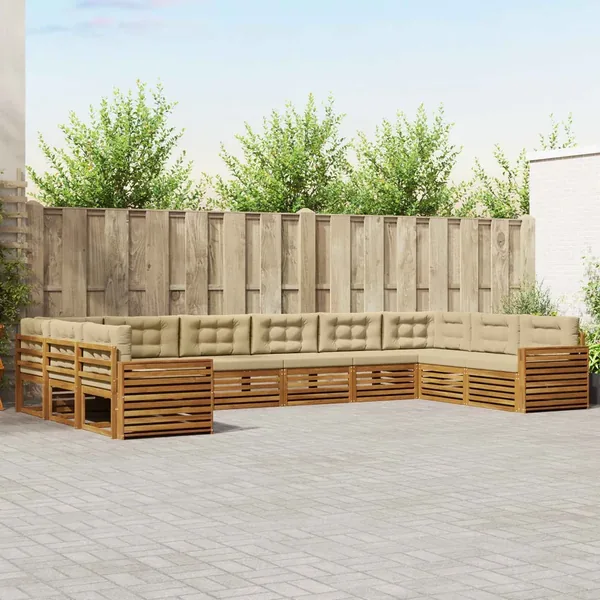 Ensembles de canapés 7 pc Naturel et Beige Bois d'Acacia Massif