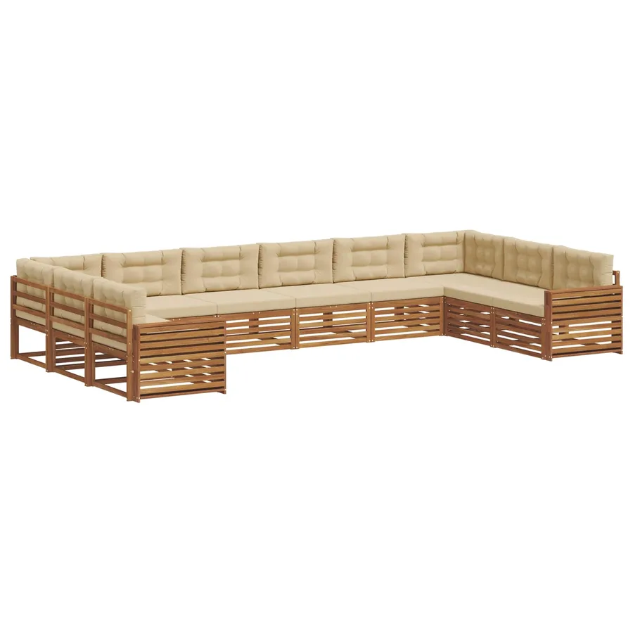 Ensembles de canapés 7 pc Naturel et Beige Bois d'Acacia Massif - 2