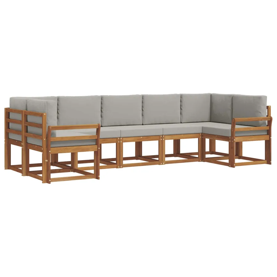 Ensemble de canapés d'extérieur 7 pc Naturel et gris clair - 2