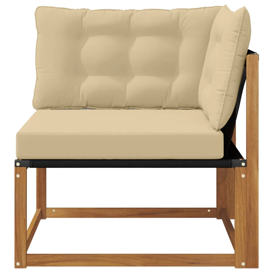 Canapé d'angle extérieur Bois d'acacia massif et Textilène - 4