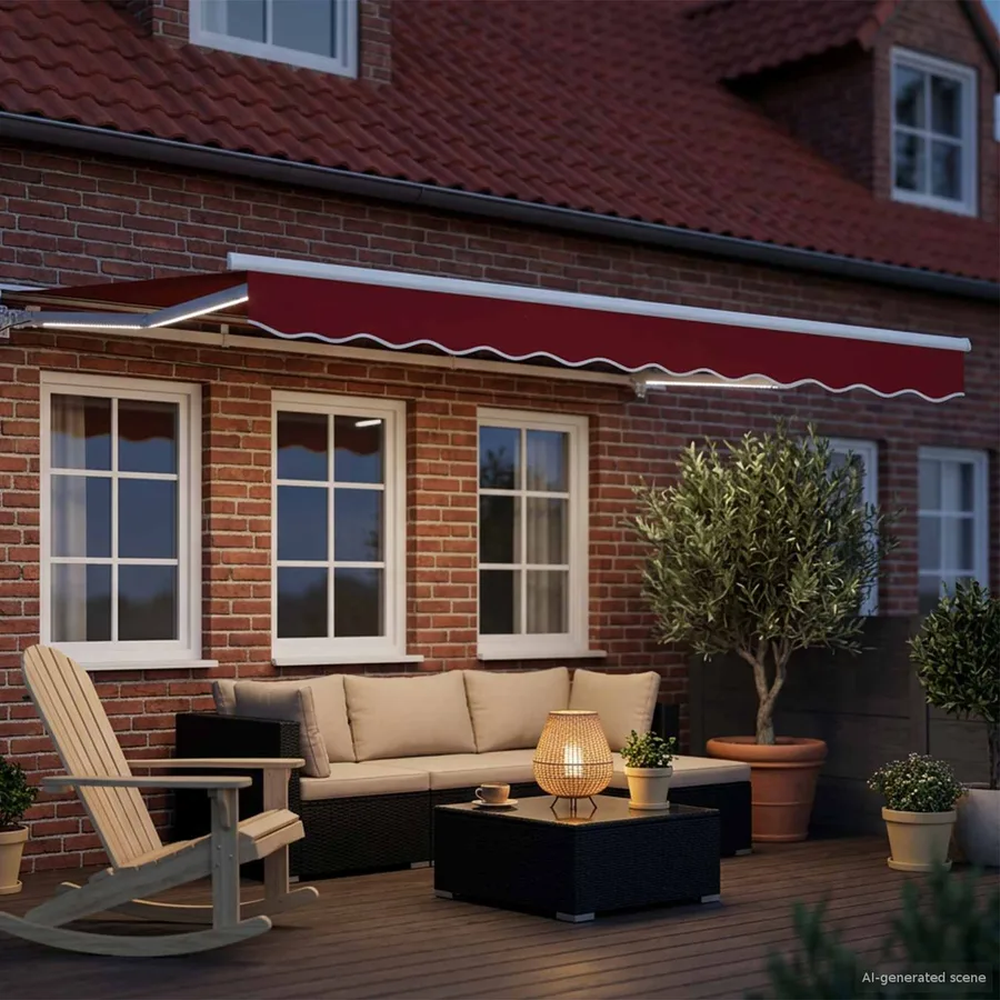 Auvent rétractable électrique Rouge et Blanc 3 x 2,5 m - 3