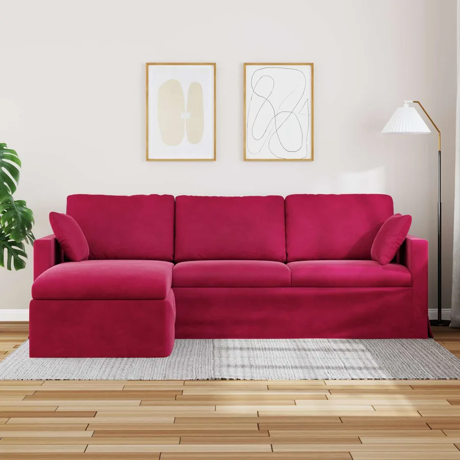 Canapé Bordeaux 228 x 134 x 80 cm Velours - 3