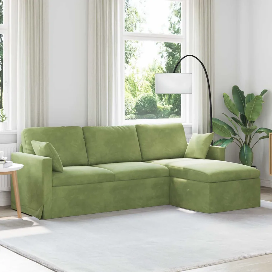 Canapé Vert clair 228 x 134 x 80 cm Velours