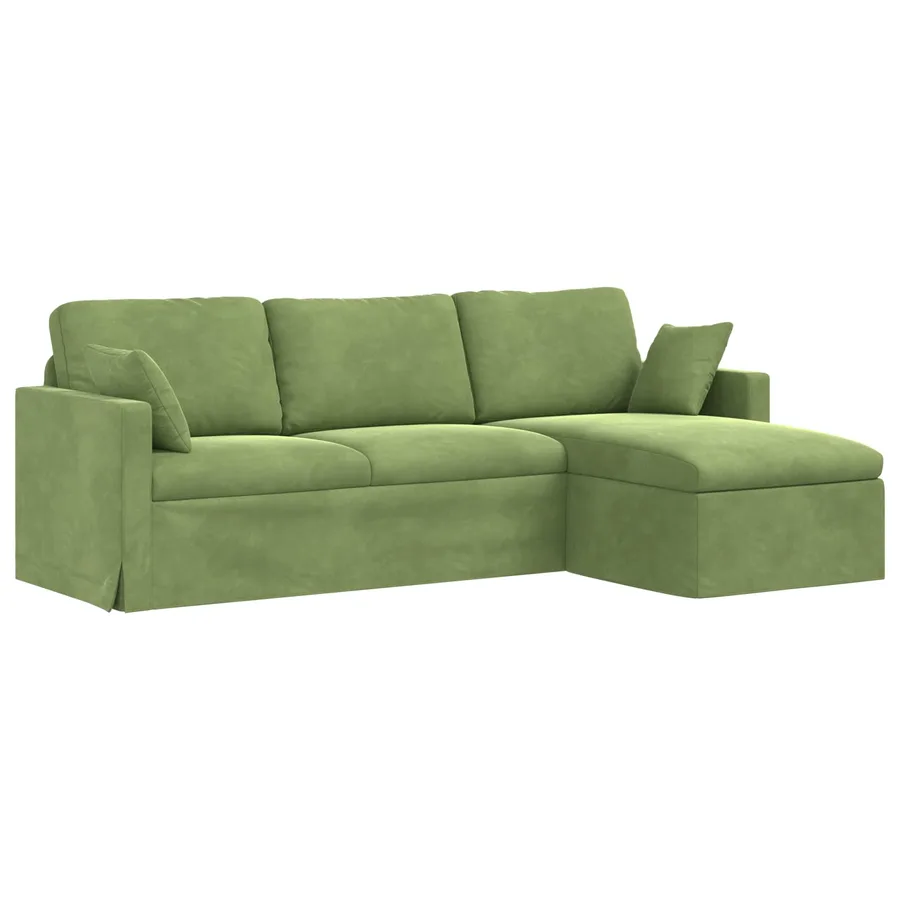 Canapé Vert clair 228 x 134 x 80 cm Velours - 2