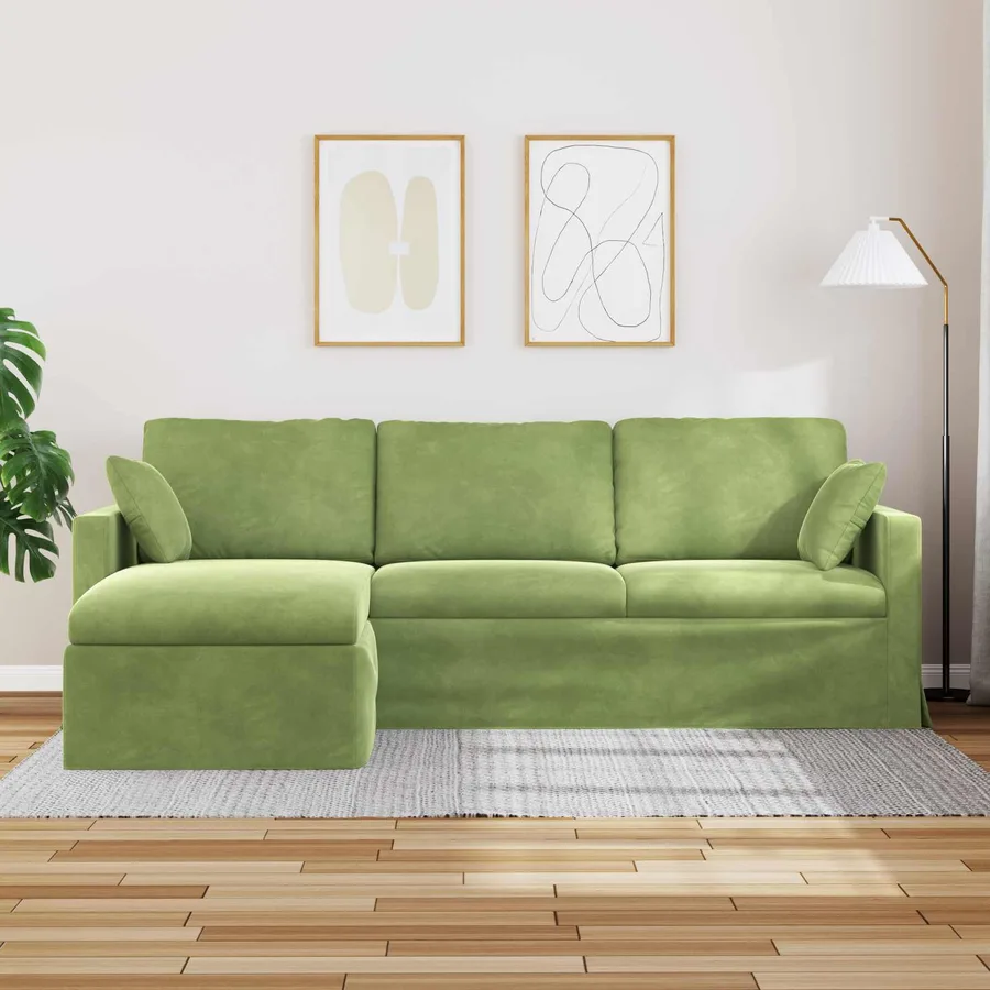 Canapé Vert clair 228 x 134 x 80 cm Velours - 3