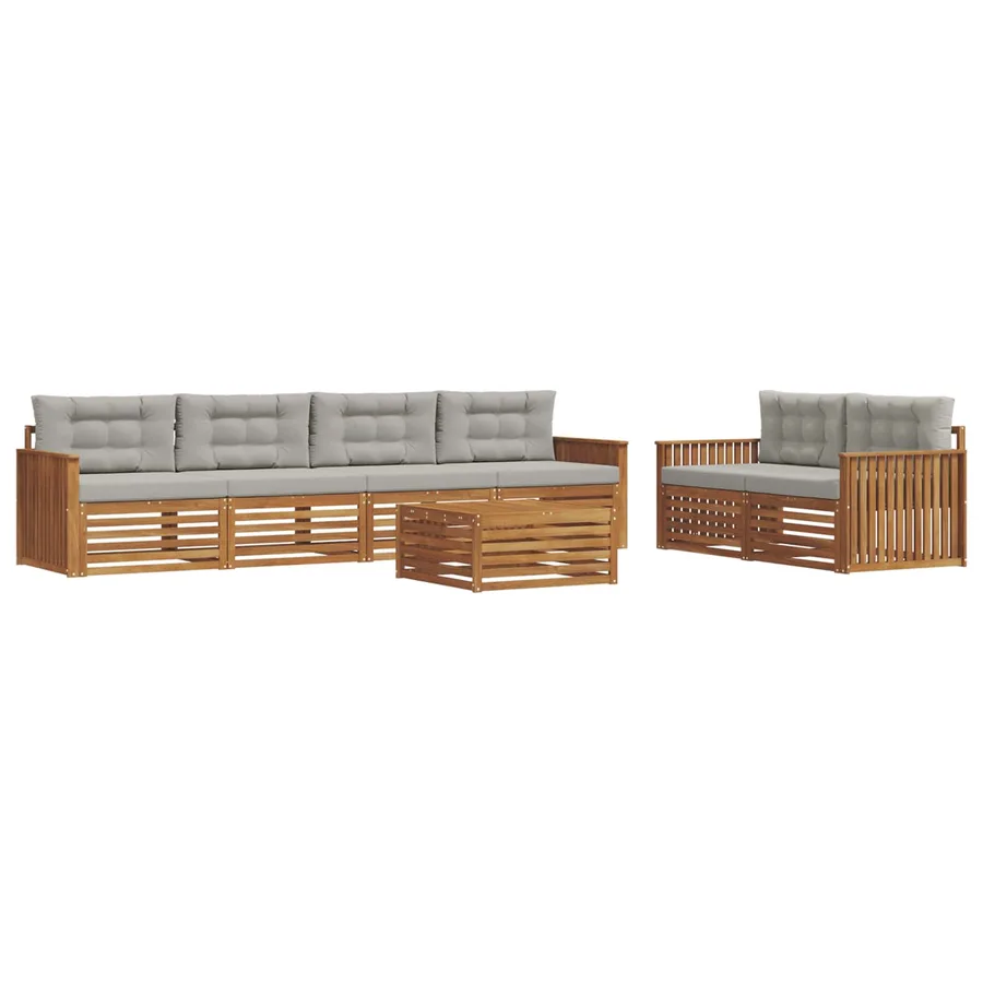 Ensemble de canapés d'extérieur 7 pcs Gris Naturel et Clair - 2
