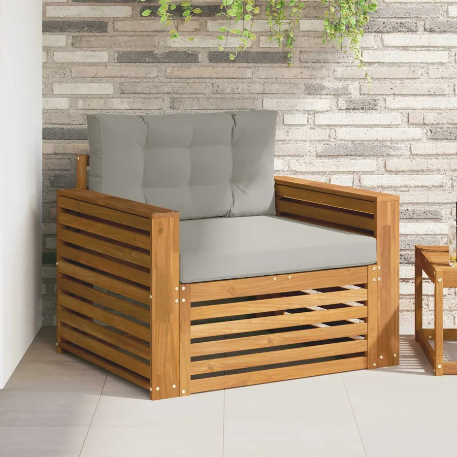 Canapé d’extérieur Bois d'acacia massif et polyester
