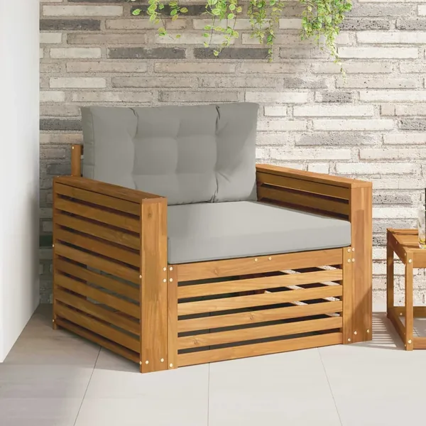 Canapé d’extérieur Bois d'acacia massif et polyester