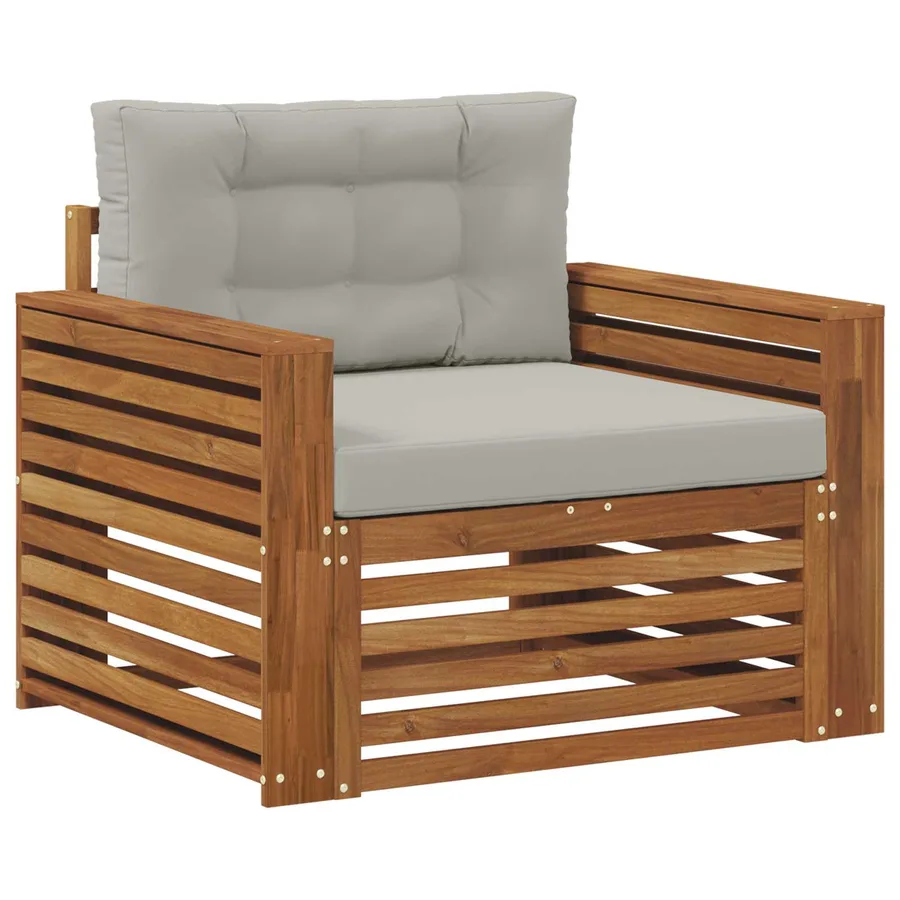 Canapé d’extérieur Bois d'acacia massif et polyester - 2